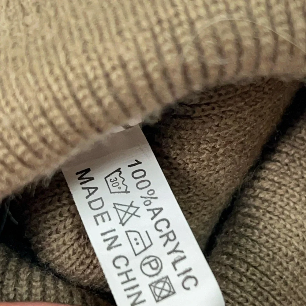 True Religion Hat Beanie Men One Size Brown Knit Logo Spellout Winter Streetwear
